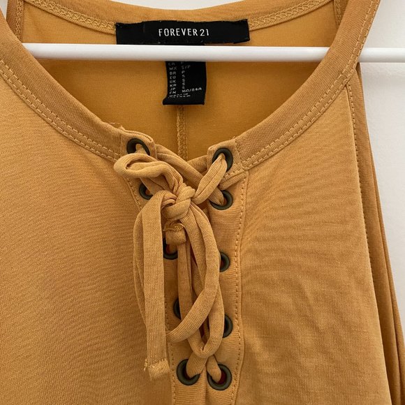 Forever 21 Mustard Yellow Criss Cross Halter Tank Top - Picture 4 of 5